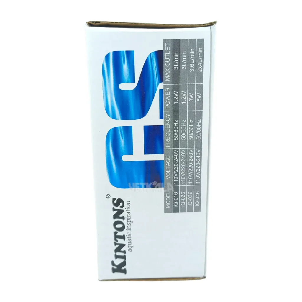 جدول مشخصات فنی پمپ هوا آکواریوم Kintons مدل iQ-016 و سری iQ